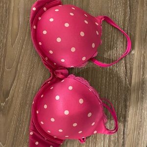 VS 34B push-up bra hot pink polka dots